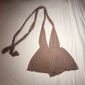 Chic Tan Halter Romper size small women's